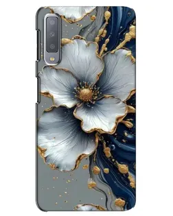 Чехол для Samsung Galaxy A7 2018 (A750) с картинкой «Белый цветок и золотой флюид»