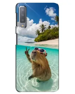 Чехол для Samsung Galaxy A7 2018 (A750) с картинкой «Капибара на море»