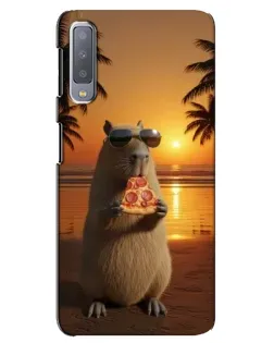 Чехол для Samsung Galaxy A7 2018 (A750) с картинкой «Капибара с пиццей»