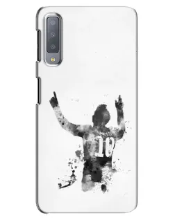 Чехол для Samsung Galaxy A7 2018 (A750) с картинкой «Черно-белый силуэт Месси»