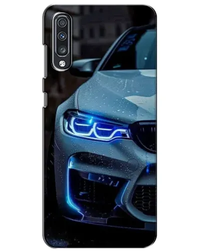 Чехол для Samsung Galaxy A70 2019 (A705F) с картинкой «Взгляд BMW с синими фарами»