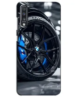 Чехол для Samsung Galaxy A70 2019 (A705F) с картинкой «Колесо BMW вблизи»
