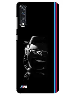 Чехол для Samsung Galaxy A70 2019 (A705F) с картинкой «Силуэт BMW в темноте»