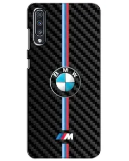 Чехол для Samsung Galaxy A70 2019 (A705F) с картинкой «Эмблема BMW и карбон»