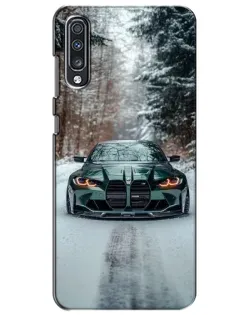 Чехол для Samsung Galaxy A70 2019 (A705F) с картинкой «BMW в зимнем лесу»
