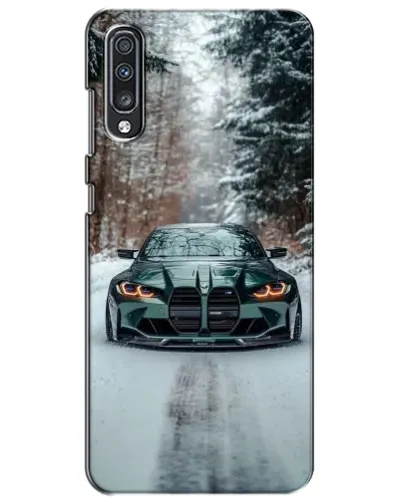 Чехол для Samsung Galaxy A70 2019 (A705F) с картинкой «BMW в зимнем лесу»