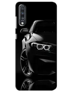 Чехол для Samsung Galaxy A70 2019 (A705F) с картинкой «Черная BMW — профиль»