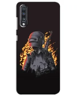 Чехол для Samsung Galaxy A70 2019 (A705F) с картинкой «PUBG — огненный силуэт»