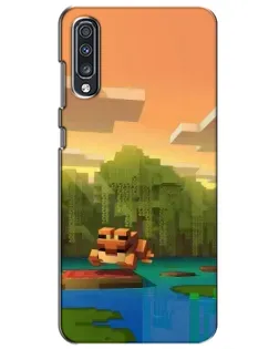 Чехол для Samsung Galaxy A70 2019 (A705F) с картинкой «Майнкрафт закат солнца»