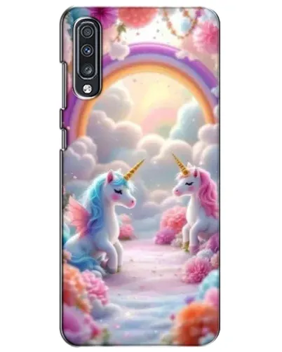 Чехол для Samsung Galaxy A70 2019 (A705F) с картинкой «Радуга и единороги»