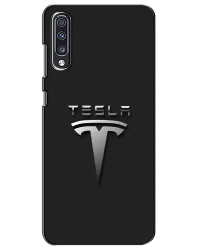 Чехол для Samsung Galaxy A70 2019 (A705F) с картинкой «Стальной логотип Tesla» Чехол для Samsung Galaxy A70 2019 (A705F) с картинкой «Стальной логотип Tesla»