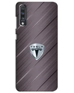 Чехол для Samsung Galaxy A70 2019 (A705F) с картинкой «Металлическая текстура Tesla»