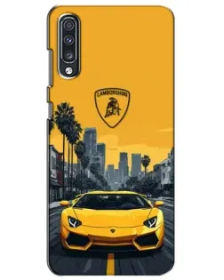 Чехол для Samsung Galaxy A70 2019 (A705F) с картинкой «Желтый Lamborghini город»