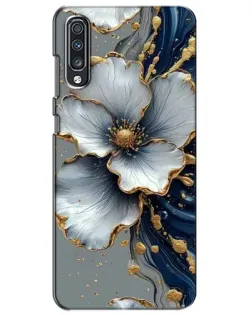 Чехол для Samsung Galaxy A70 2019 (A705F) с картинкой «Белый цветок и золотой флюид»