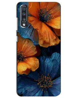 Чехол для Samsung Galaxy A70 2019 (A705F) с картинкой «Яркая сине-оранжевая флора»