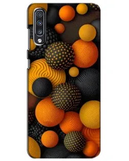 Чехол для Samsung Galaxy A70 2019 (A705F) с картинкой «Объемные оранжевые сферы»
