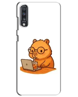 Чехол для Samsung Galaxy A70 2019 (A705F) с картинкой «Капибара с ноутбуком»