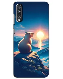 Чехол для Samsung Galaxy A70 2019 (A705F) с картинкой «Закат солнца с капибарой»