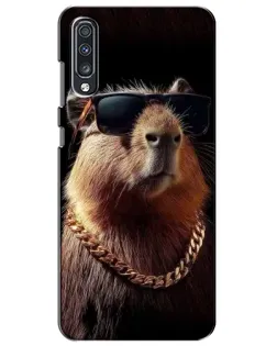 Чехол для Samsung Galaxy A70 2019 (A705F) с картинкой «Капибара золотая цепь»