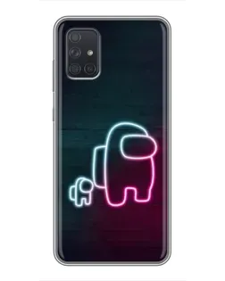 Чехол для Samsung Galaxy A71 (A715) с картинкой «Among Us неон-арт»