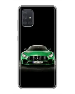 Чехол для Samsung Galaxy A71 (A715) с картинкой «Mercedes — неоновый лого»