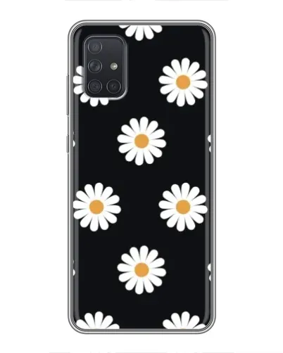 Чехол для Samsung Galaxy A71 (A715) с картинкой «Ромашки на черном»
