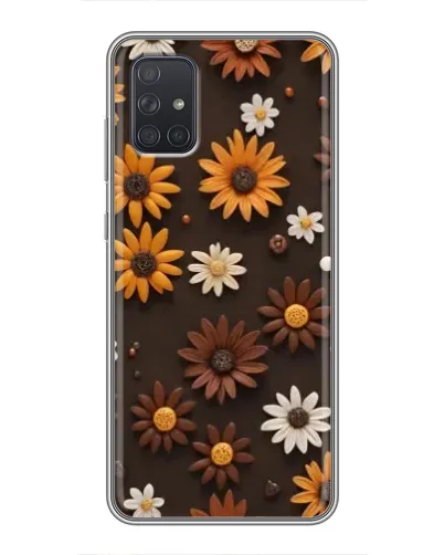 Чехол для Samsung Galaxy A71 (A715) с картинкой «Узор из маленьких подсолнухов»