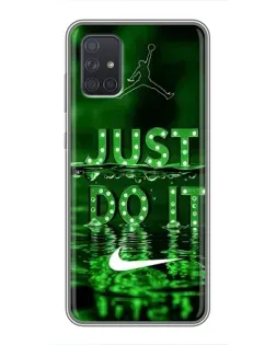 Чехол для Samsung Galaxy A72 с картинкой «Зеленый неоновый Nike»