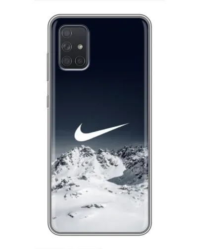 Чехол для Samsung Galaxy A72 с картинкой «Nike — зимние горы»