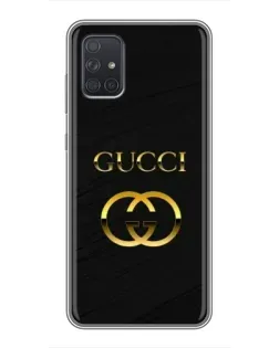 Чохол для Samsung Galaxy A72 з картинкою «Золотий логотип Gucci»