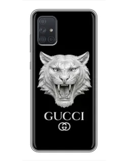 Чехол для Samsung Galaxy A72 с картинкой «Gucci — серебряный лев»