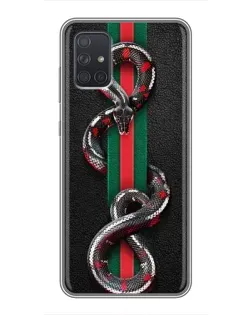 Чехол для Samsung Galaxy A72 с картинкой «Gucci — змея на полосе»