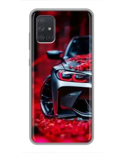 Чохол для Samsung Galaxy A72 з картинкою «Спортивна BMW та квіти»