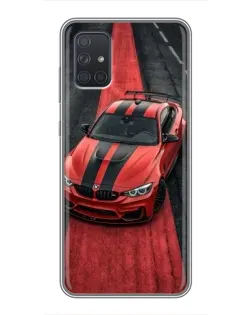Чохол для Samsung Galaxy A72 з картинкою «BMW на червоній доріжці»