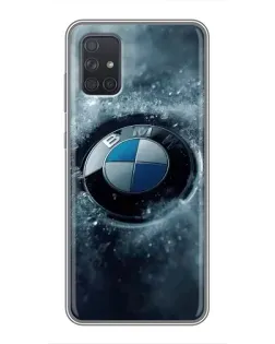 Чехол для Samsung Galaxy A72 с картинкой «Логотип BMW — лед»