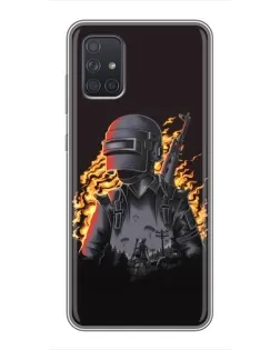 Чехол для Samsung Galaxy A72 с картинкой «PUBG — огненный силуэт» Чехол для Samsung Galaxy A72 с картинкой «PUBG — огненный силуэт»