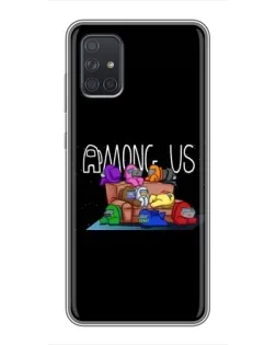 Чехол для Samsung Galaxy A72 с картинкой «Логотип Among Us»