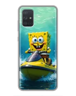 Чехол для Samsung Galaxy A72 с картинкой «Спанч Боб на гидроцикле»