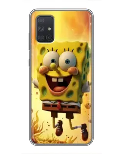 Чехол для Samsung Galaxy A72 с картинкой «Губка Боб прыгает»