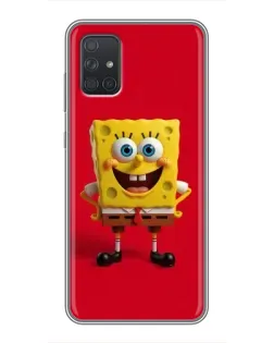 Чехол для Samsung Galaxy A72 с картинкой «Спанч Боб на красном»