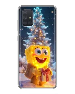 Чехол для Samsung Galaxy A72 с картинкой «Рождественский Спанч Боб»