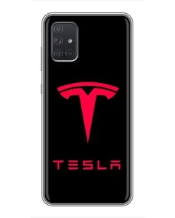 Чохол для Samsung Galaxy A72 з картинкою «Tesla Red Logo»