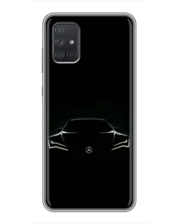 Чехол для Samsung Galaxy A72 с картинкой «Mercedes — силуэт авто» Чехол для Samsung Galaxy A72 с картинкой «Mercedes — силуэт авто»