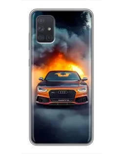Чохол для Samsung Galaxy A72 з картинкою «Audi у вогняному диму»