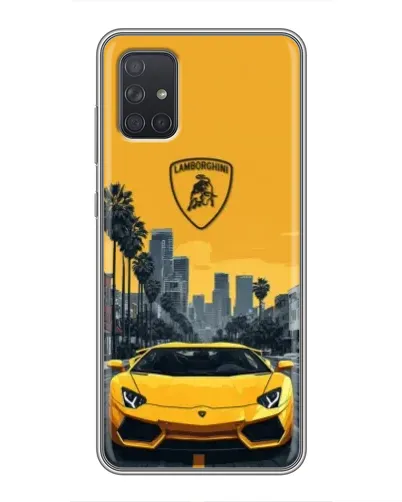 Чохол для Samsung Galaxy A72 з картинкою «Жовтий Lamborghini місто»