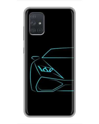 Чохол для Samsung Galaxy A72 з картинкою «Блакитний силует Lamborghini»