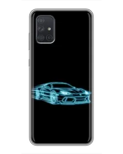 Чохол для Samsung Galaxy A72 з картинкою «Неоновий контур Lamborghini»