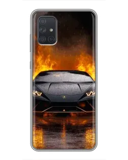 Чохол для Samsung Galaxy A72 з картинкою «Lamborghini у вогні»