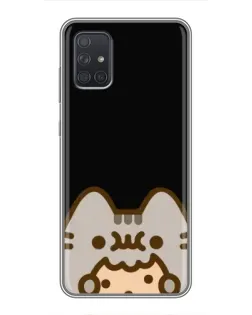 Чехол для Samsung Galaxy A72 с картинкой «Пушин на черном»