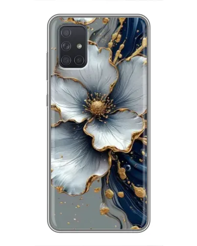Чохол для Samsung Galaxy A72 з картинкою «Біла квітка та золотий флюїд»